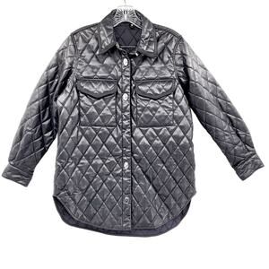 Maje Baneta Black Quilted Faux Leather Jacket Shacket Sample Women's Size M 36